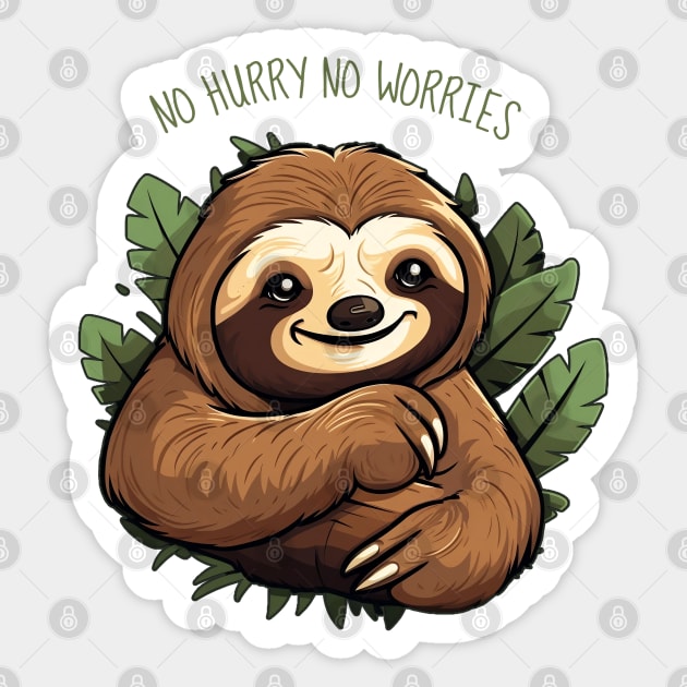 Cute Sloth No Hurry No Worry Sticker by origato